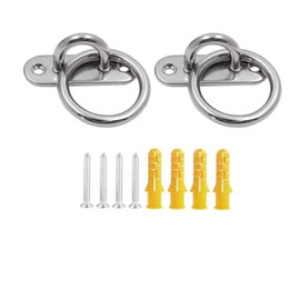 Lagogia 304 Stainless Steel M9 Oval Hook Cushion Eye Plate, 9mm Heavy Duty Anchor with Loop, Ideal for Yoga Swing Hammocks/Boat Rigging/Ocean Deck Hardware-(2 Pcs)