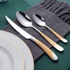 Hammered Silver Gold Silverware Set, OGORI 24-Piece 18/10 Stainless Steel