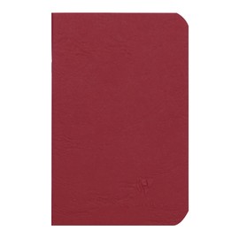 Clairefontaine 734102C Collection Age Bag A Red Stapled Notebook - 9x14 cm - 96 Plain White Pages - 90 g Paper - Glossy Leather Grain Card Cover