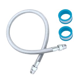 Industrial-Grade Stainless Steel 3/4" Compressor Jumper Hose,40" Length - 3/4" NPT Rotating Fittings, 750°F & 450 PSI