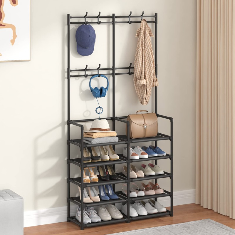 Laiensia 5-Tier Entryway Coat Rack, Coat and Shoe Rack, Entryway