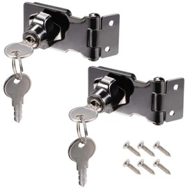 XMHF 2Pcs Keyed Hasp Locks 2.5 Inch Twist Knob Keyed Locking Hasp, Metal Safety Hasp Latches Keyed Different for Small Doors, Cabinets and Toolbox, Gun Black