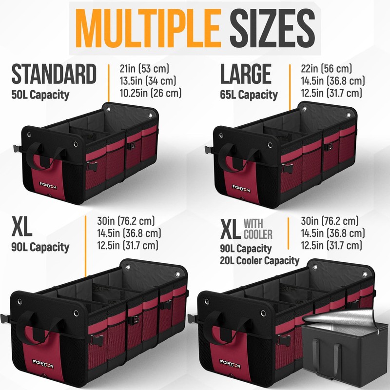 FORTEM Trunk Organizer For SUV Car Organizer and Storage, Multi-Compartment