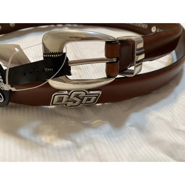Enmon Brown Leather Belt With Oklahoma State University Conchos 28,