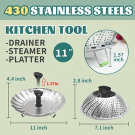 Premium Stainless Steel Folding Steaming Basket (Green11s)