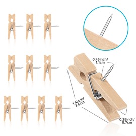 GOOLADA Wood Push Pins with Clips 50pcs Decorative Push Pins for Cork Board Cute Push Pin Clips for Bulletin Board Fun Thumb Tacks Pushpins for Wall for Teacher at School Classroom Offices Decor