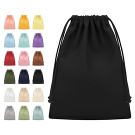Etercycle Drawstring Bag, Set of 2, Plain, Canvas, 2 Sizes and 18 Colors, Stylish, Cute, Inner Bag, Storage, Travel, Change of Clothes, Storage Pouch, Accessory Pouch, Small Storage, Black