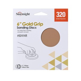 Sunmight Gold Retail Pack 6" 320G Grip No Hole Disc, 02414R, 5 Discs