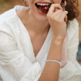 JENCVNL Natural Stone Bracelet 4 mm Genuine Natural Stone Bracelet Women's Adjustable Pearl Bracelets Gemstone Bracelet Gemstone Bracelets for Women, Natural crystal stone, Natural