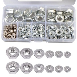 Flange Nut with Locking Toothing, Hex Flange Nuts, Serrated Hex Nuts, Pack of 100 Hex Nut with Flange, Suitable for Mechanical Engineering, Automotive Industry (M3/4/5/6/8/10)