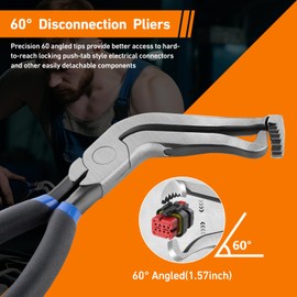 3Pcs Electrical Disconnect Pliers 37960/37980, Electrical Connector Separator 13120, 8" 60-Degree Electrical Connector Pliers for Cars, Automotive Tools for Push Tab, Electrical Circuit Breaker
