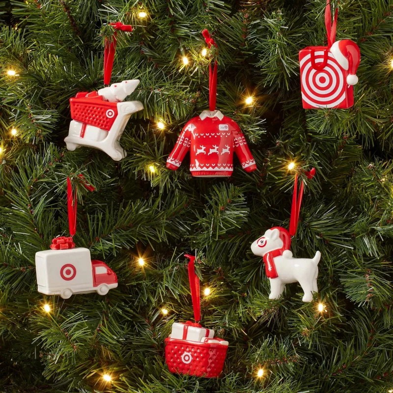 Target Wondershop Themed 6pc Ceramic Christmas Tree Ornament Red/White