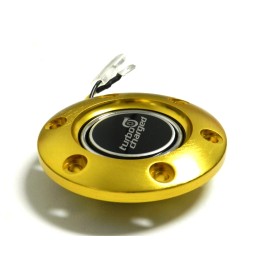 Unbranded GOLD BILLET RING & TURBOCHARGED HORN BUTTON FOR RACING STEERING WHEELS E