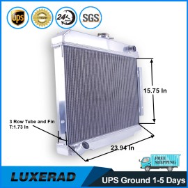 LUXERAD 3 Row Aluminum Radiator for 1972-1986 1973 Jeep CJ5/CJ6/CJ7 Laredo CJ MT 4.2L