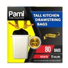 PAMI Tall 13-Gallon Kitchen Drawstring Trash Bags [80-Pack, Black] -