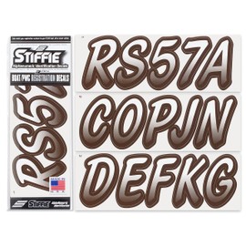 Stiffie STIFFIE Whipline White/Espresso Brown 3" Boat & PWC Registration Decals ? Numbers Letters Stickers