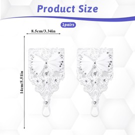 JJUNW 1 Pairs White Lace Gloves, Fingerless Lace Gloves, Short Fingerless Rhinestone Gloves for Women Formal 1920s Lace Gloves for Opera Wedding Bridal Princess Cosplay Prom Masquerade