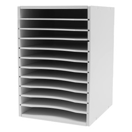 Vertical Desktop Sorter, 11 Slots Wooden Mail Organizer Vertical File Organizer, Paper Sorter Organizer with 11 Slots Adjustable, Construction Paper Storage Mailbox for Classroom Office, White