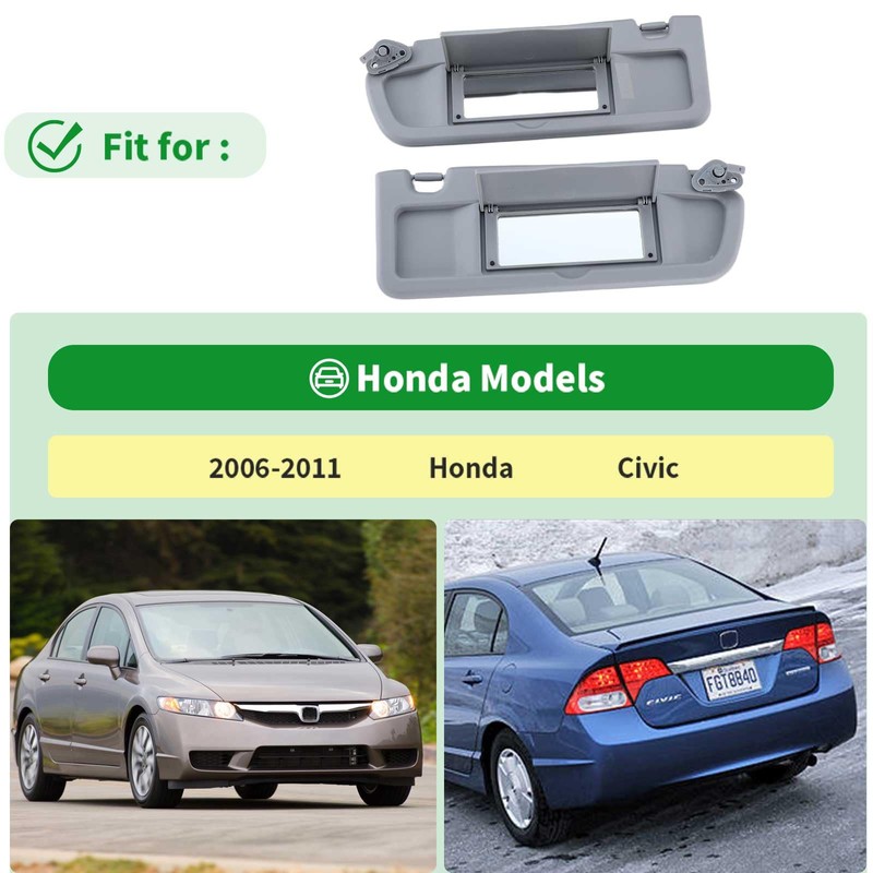 WAOREVTY 83280-SNA-A01ZC Gray Left Driver & Right Passenger Side Sun