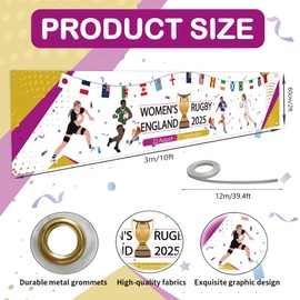 YOFANUP Women's Rugby World Cup 2025 Banner Flags, 2025 Womens Rugby World Cup Banner for Party Decorations, Matches Competition Celebration Banners for Stadiums, Restaurants, Garden, Bars (1 Pcs)