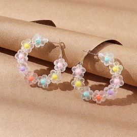 Daisy Flower Earrings for Women Colorful Flower Huggie Hoop Earrings Trendy Hoop Earrings Dainty Huggie Daisy Earrings Flower Jewelry Gifts for women