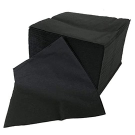sellaviva Cocktail Napkins Black - 1/4 Fold 24 x 24 cm, 2-Ply - Cellulose Disposable Napkins - Colour: Black Plain - Coasters for Drinks or for BBQ, Celebrations, Party - Pack of 100