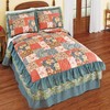 Collections Etc Fall Floral Patchwork Triple Ruffle Bedspread