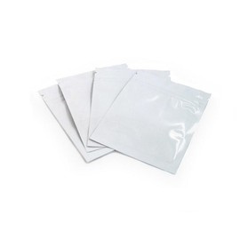 100PCS Thicken Double-Sided Metallic Mylar Foil Self Sealing Flat Bag Zipper Pouch Food Grade Sample Packing Storage Holder Container for Cosmetic Tea Powder (7.5cm x 6.5cm, White)