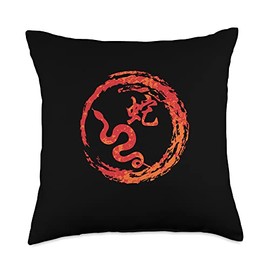 snake earth branch sign of the zodiac animal Snake Chinese Sign of The Zodiac Throw Pillow, 18x18, Multicolor