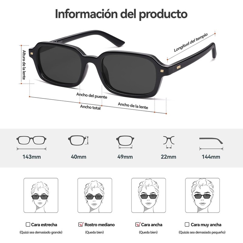 Gafas De Sol Rectangulares Con Estilo,Gafas De Sol Unisex De