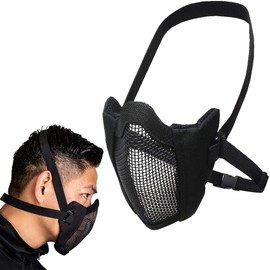 Ukiuki Wakuwaku Shop Mesh Face Mask, Fixed Band, Face Guard, One Size Fits Most, Survival Games, Equipment (Black)