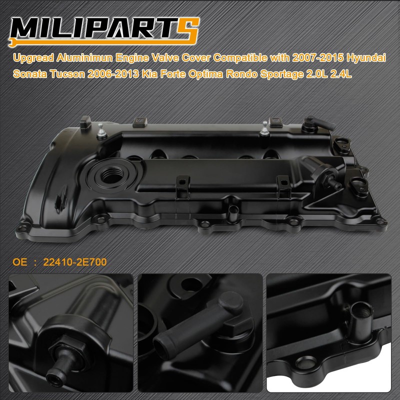 MILIPARTS Upgread Aluminum Engine Valve Cover Compatible with 2017-2019 Hyundai