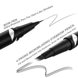 LAVONE Eyebrow Pen,2-IN-1 Dual-ended Waterproof Eyebrow Pencil,with 4 Tip Microblading Eyebrow Pen and Ultra-Precise Brow Pencil,Dual-ended Eyebrow Brush,Eyebrows Makeup for Natural Looking-Black