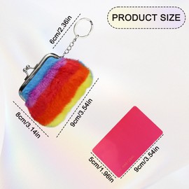 AfitLulu 2 Pack Plush Coin Purse 3 Inch Coin Pouch with Keychain Hanging to Handbags Backpacks for Women and Girls, Kiss Lock Small Coin Purse Portable Coin Wallet for Coin, Key, Jewelry (Style 1)