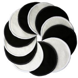 Ana Wiz Washable Natural Bamboo Breast Pads (Pack of 12, Black and Natural)