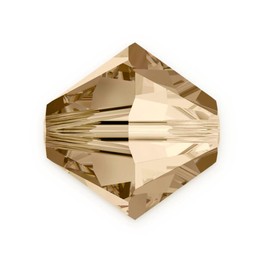 100 unidades de cuentas preciosas auténticas de 4 mm (0,16 pulgadas) pequeñas facetadas bicono de cristal suelto en tono miel (sombra dorada) compatibles con cristales Swarovski Elements para
