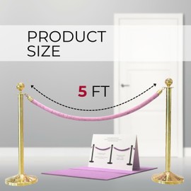 4 PСS Station Set for Parties - Light Pink Rope Stations for Hotel Lobby VIP Ropes for Posts with Snap Hooks Twisted Ropes for Stands Queue and Special Events