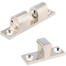 MS Beschläge Double Ball Catch Brass - Furniture Lock Adjustable Holding Force - Door Catch for Cupboards, Drawers & Flaps - Ball Catch - Durable & Rustproof (1 x Nickel-Plated, 43 mm)