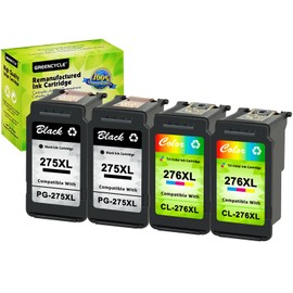 4 PK PG275XL CL276XL 275XL 246XL GREENCYCLE Remanufactured Ink Cartridge Replacement for Canon PG-275XL CL-276XL High Yield Black and Color Cartridges use with TS3522 TR4720 TR4700,2 Black 2 Tri-color