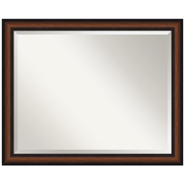 Amanti Art Brown Bathroom Mirror for Over Sink, 26x32 Yale Walnut Rectangle Vanity Mirror, Large Traditional Frame, Hangs Horizonally and Vertically, Bathroom Wall Decor, Beveled Edge from WI, USA