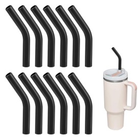 12Pcs Silicone Straw Tips Black Silicone Straw Cover Rubber Straw Tips Suitable for Stainless Steel Metal Straws 0.31Inch Wide(8Mm Outdiameter)