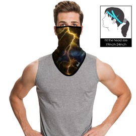 Obacle Bandana Face Mask with Ear Loops Neck Gaiter Face Mask Scarf Face Cover for Men Women (Starry Sky Lightning Gold)
