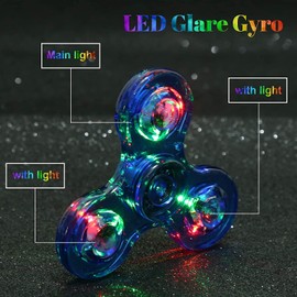 TB® LED Light up Fidget Spinner, Clear Fidget Toys, Anxiety Toys Stress Relief Reducer Spin for Kids and Adults (Blue)