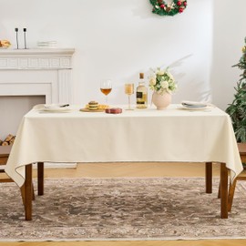 Simple&Opulence 140 x 200 cm Rectangular Tablecloth, 280 GSM Cotton Canvas Tablecloth, Waterproof & Wipeable & Durable, 6-8 Seats Tablecloth for Food, Kitchen, Outdoor, Nature