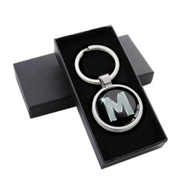 Biomar Labs® KK 13 Letter Metal Keyring Letters Initials Alphabet Car Key Gift Metal Key Ring Stainless Steel Silver M, silver