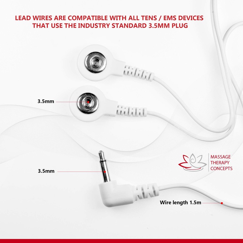 Tens Replacement Lead Wires - Two Snap Connectors (2 Pack)