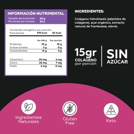 Beauty Collagen: multi collagen peptides. Colageno hidrolizado puro con peptidos bioactivos, Vitamina C y antioxidantes. Suplemento alimenticio sin azúcar, sin lactosa, sin grasa. Sabor frambuesa (450gr)