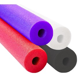 Chochkees Black, White, Purple Red Variety Pool Noodles Swimming Hollow Core Foam Tube, Floating Thick Noodles for Floating, Pool Accessories, 52" (24-Pack)