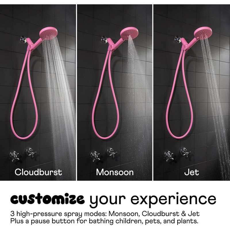 Sproos - Handheld Shower Head, High Pressure, 3 Spray Functions