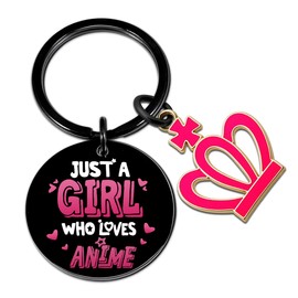QUIHUD Anime Lover Gifts For Girls Women Friends Sister Christmas Birthday Gift For Her Just a Girl Who Loves Anime Keychain